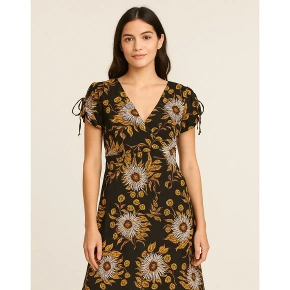 Madewell painted blooms Black and Gold Women's Dress size 4